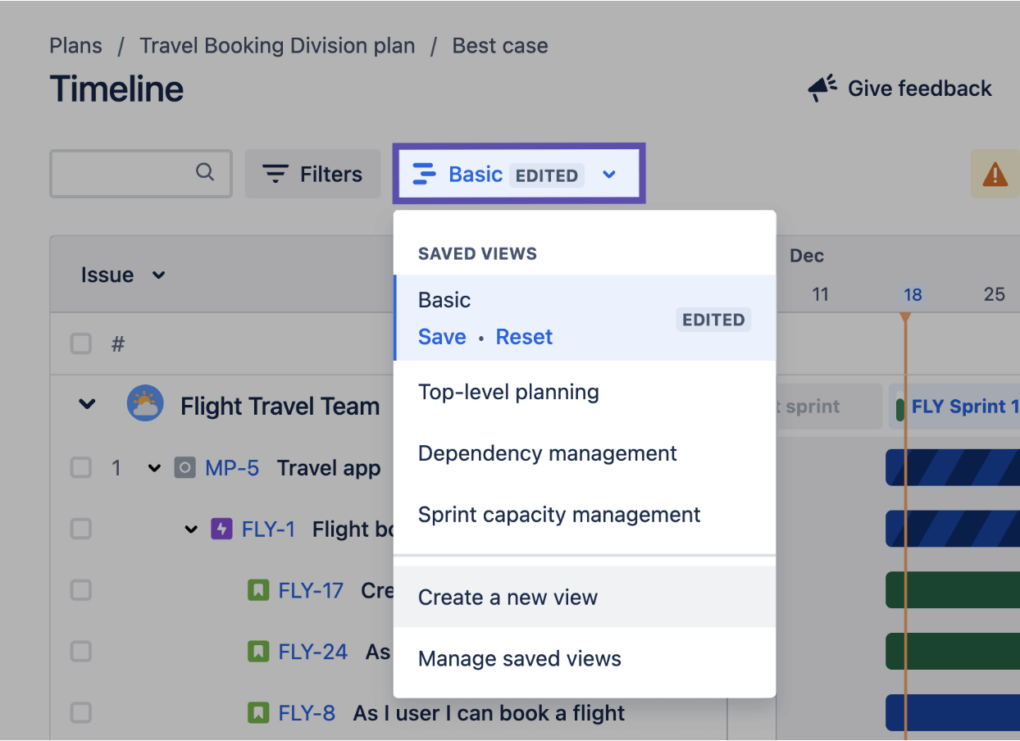 plans in Jira Premium - create a new view